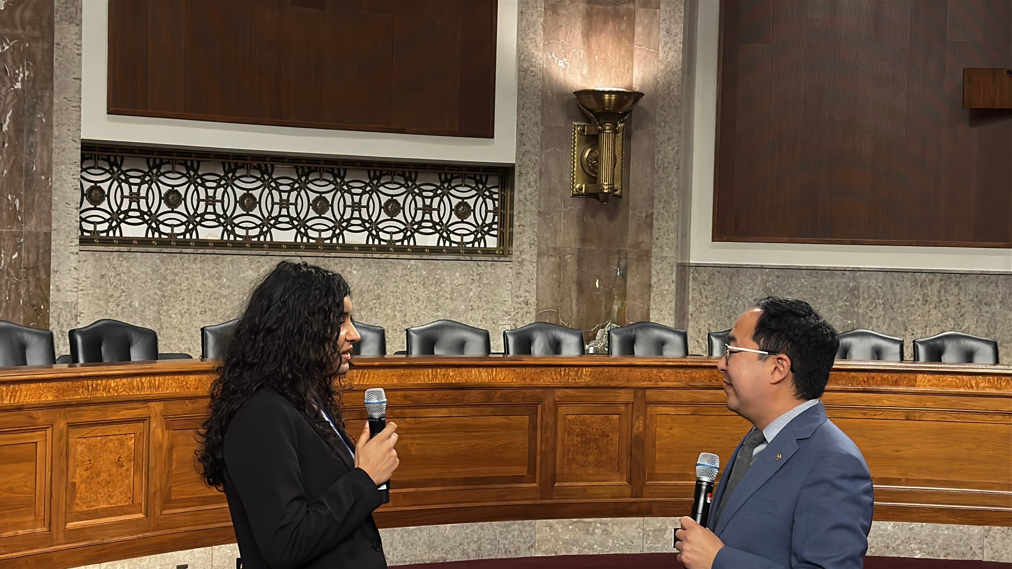 Code4Change founder discussing STEM education with Senator Andy Kim at Capitol Hill